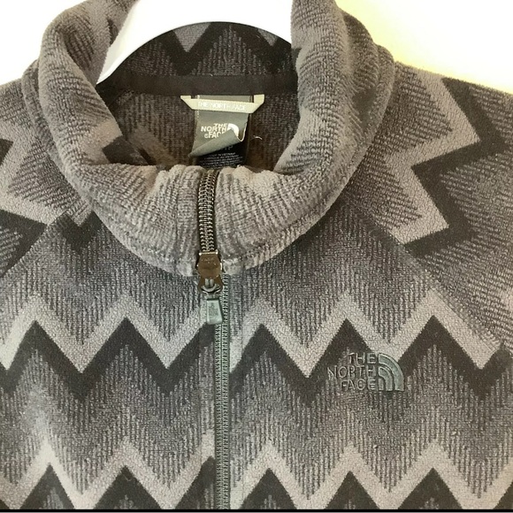 The North Face Jacket Women's Black Gray Terry Fleece Zip Front Tie waist - Picture 11 of 13